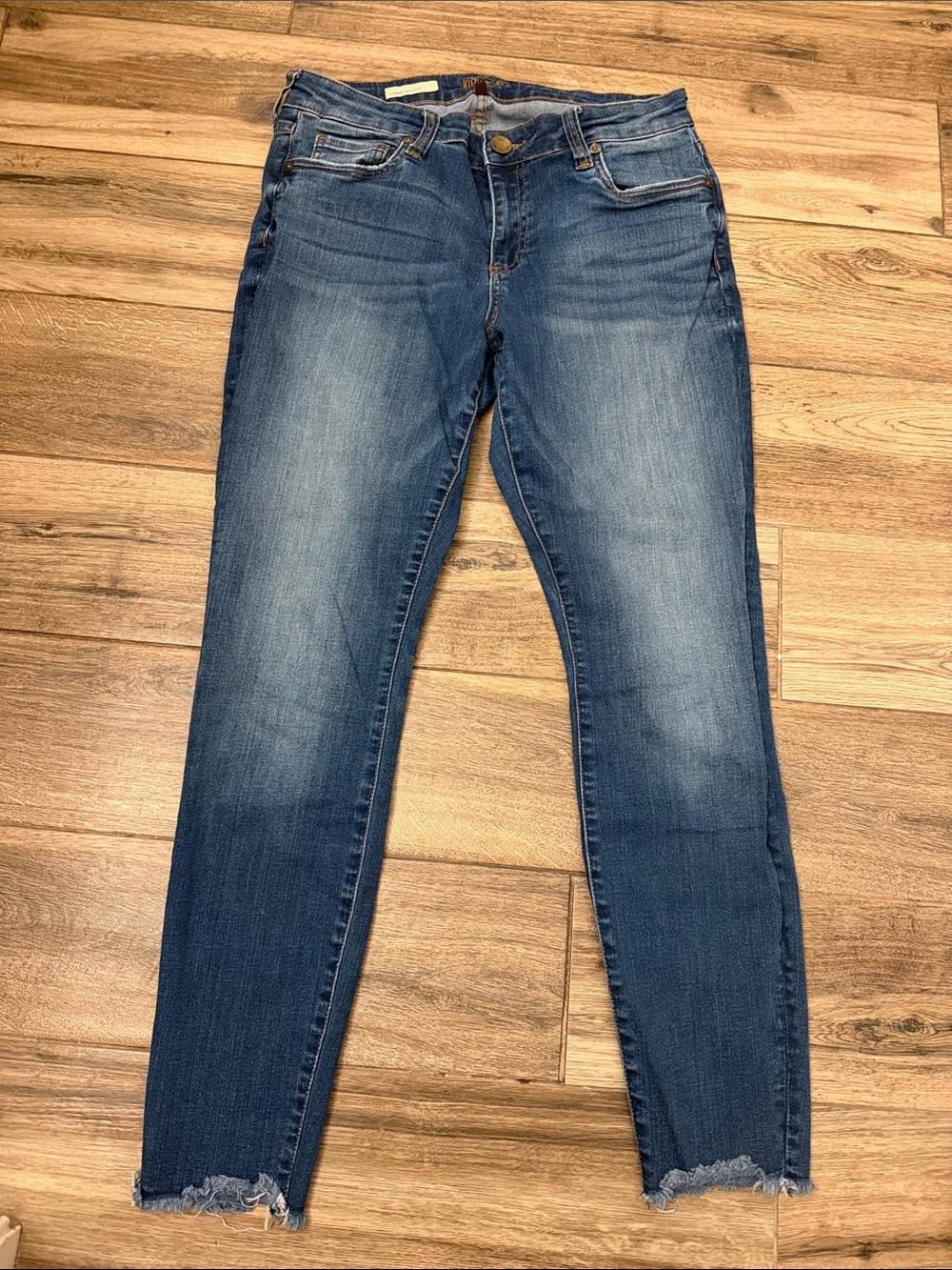 Kut from the Kloth Blue Skinny Jeans with Raw Hem